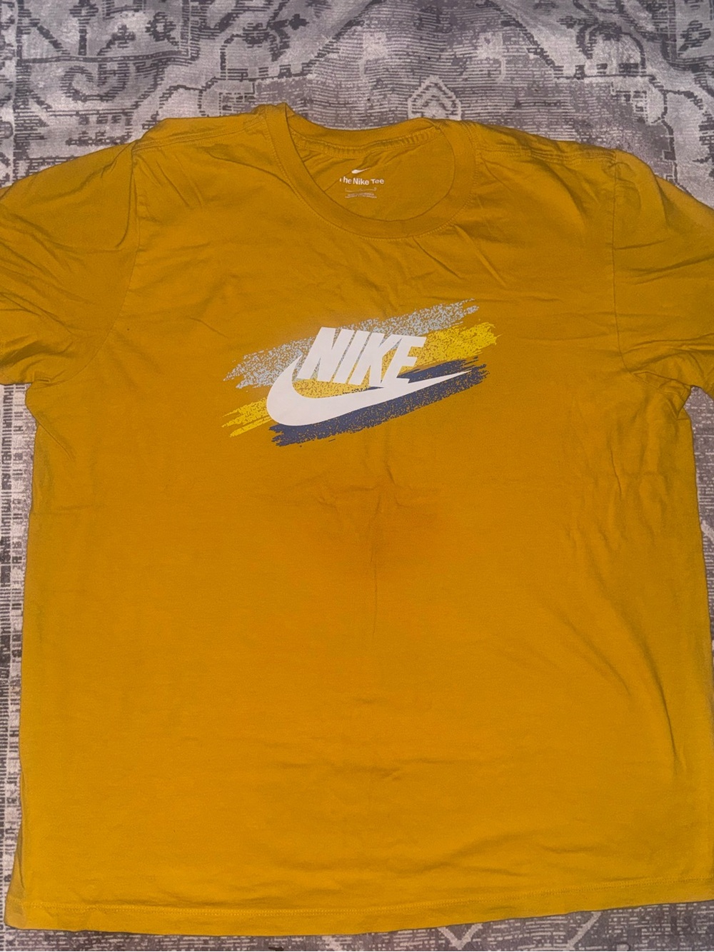 Nike Men’s Mustard Yellow Brushstroke Logo Tee